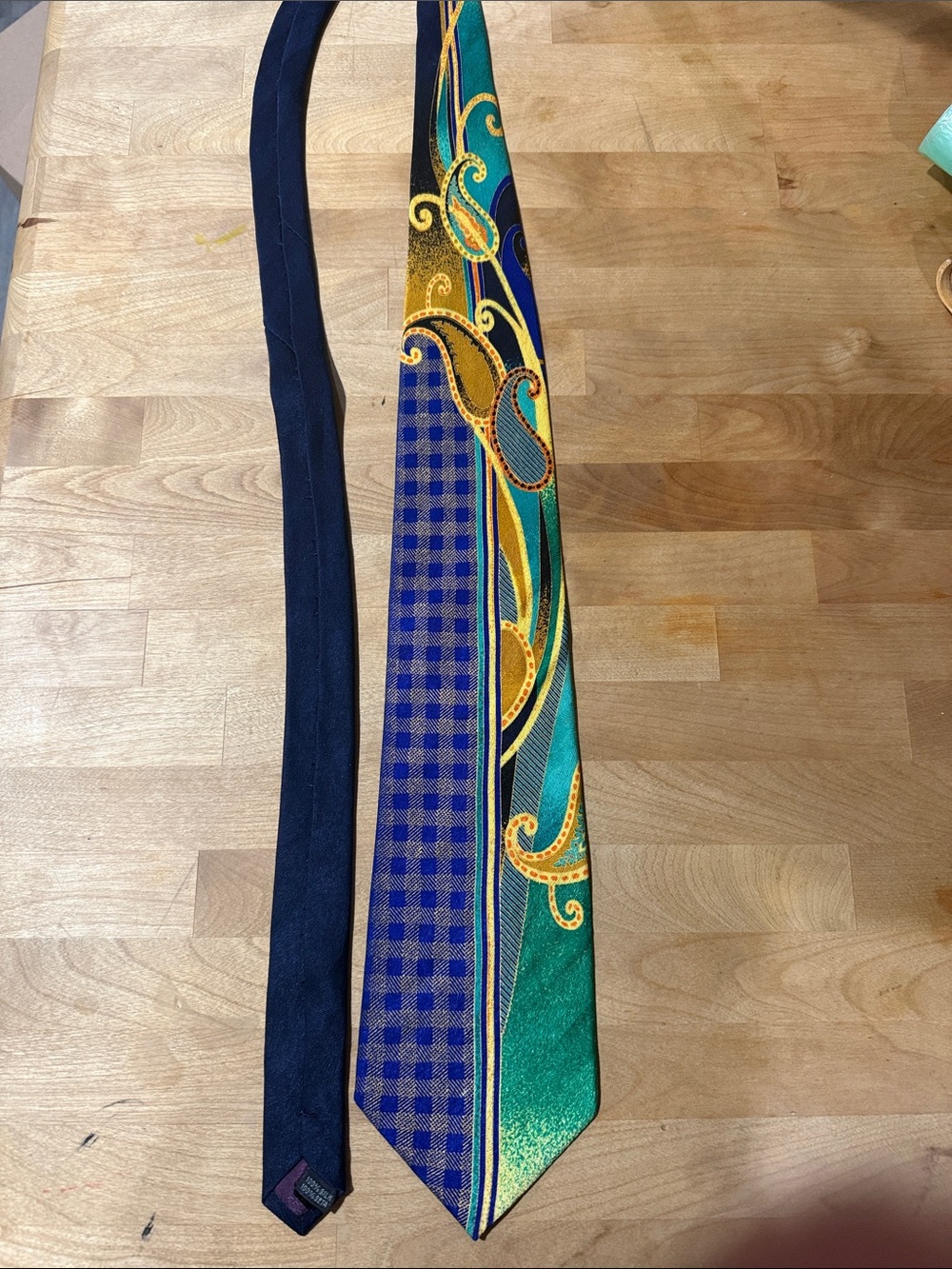 Awesome Laurant Benon 100% Silk Men's Tie - Green, Blue, Gold Paris!